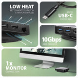 Axagon HMC-UFO USB-C Hub M.2 SATA/NVMe 1 Gbit/s Ethernet 384 kHz Audio Ledningsført USB 3.2 Gen 2 (3.1 Gen 2) Type-C Sort
