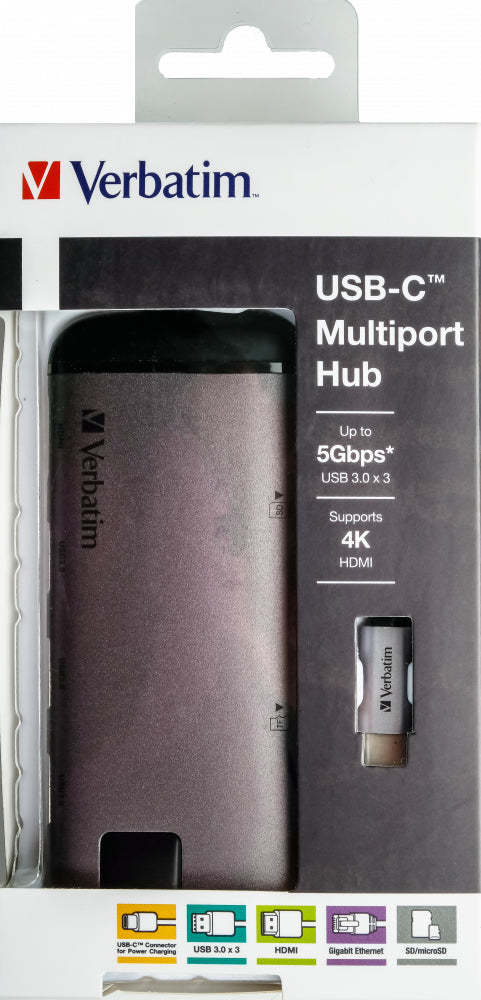 Verbatim 49142 dockingstation USB 3.2 Gen 1 (3.1 Gen 1) Type-C Sort, Sølv