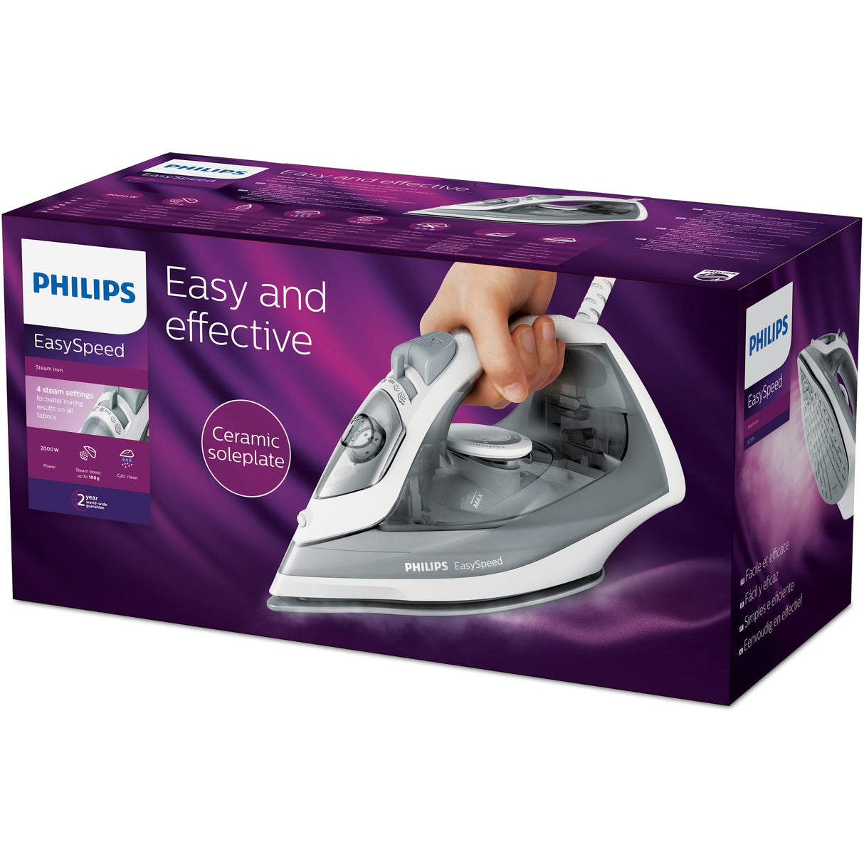 Philips EasySpeed Dampskud på op til 100 g, dampstrygejern
