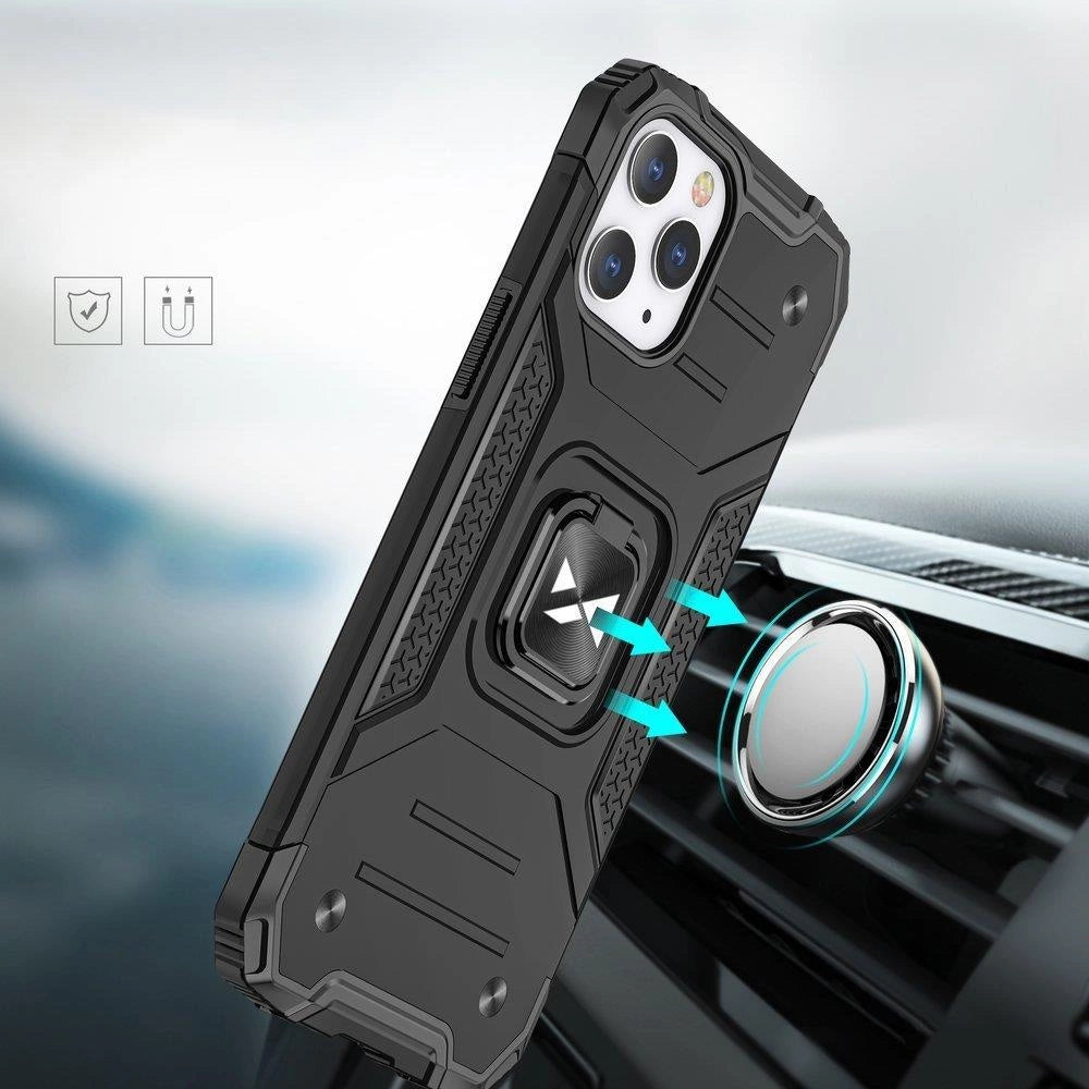Wozinsky Ring Armor Case Kickstand Tough Rugged Cover til iPhone 13 Pro blå