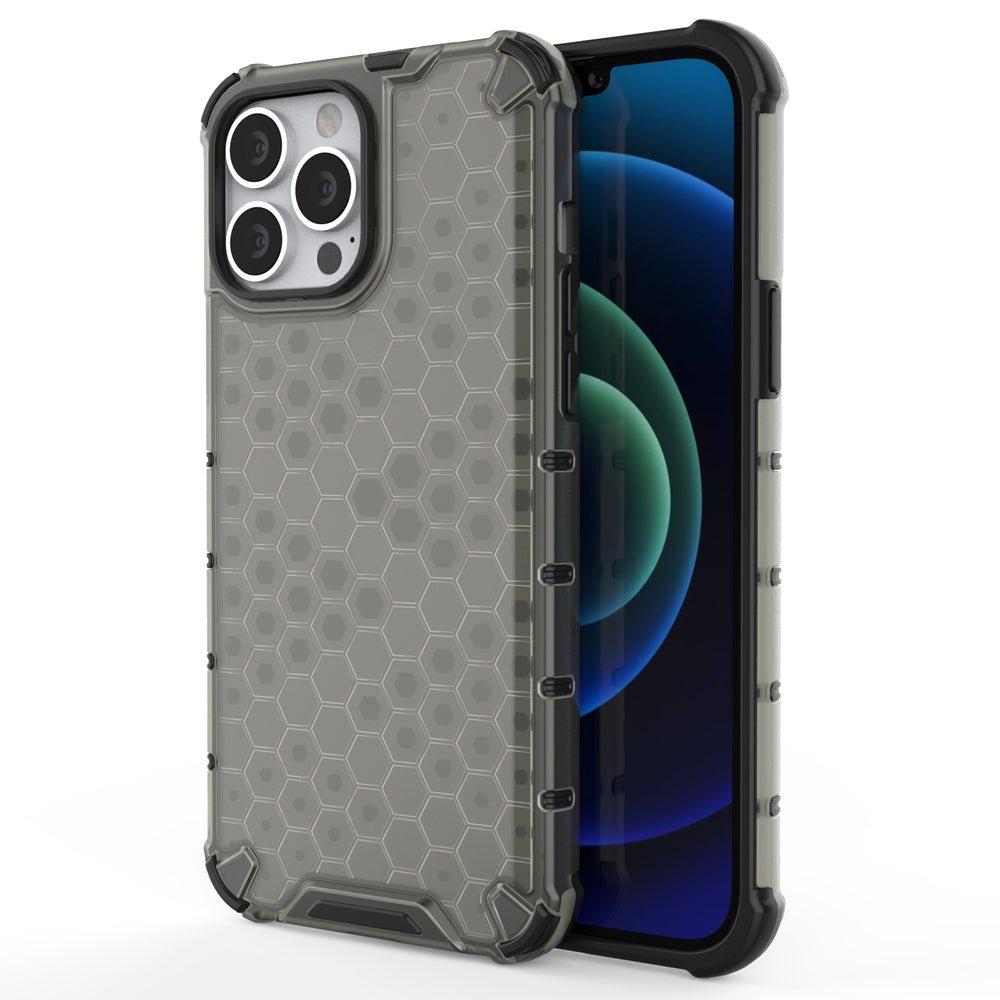 Honeycomb Case rustning med TPU Bumper til iPhone 13 Pro Max sort
