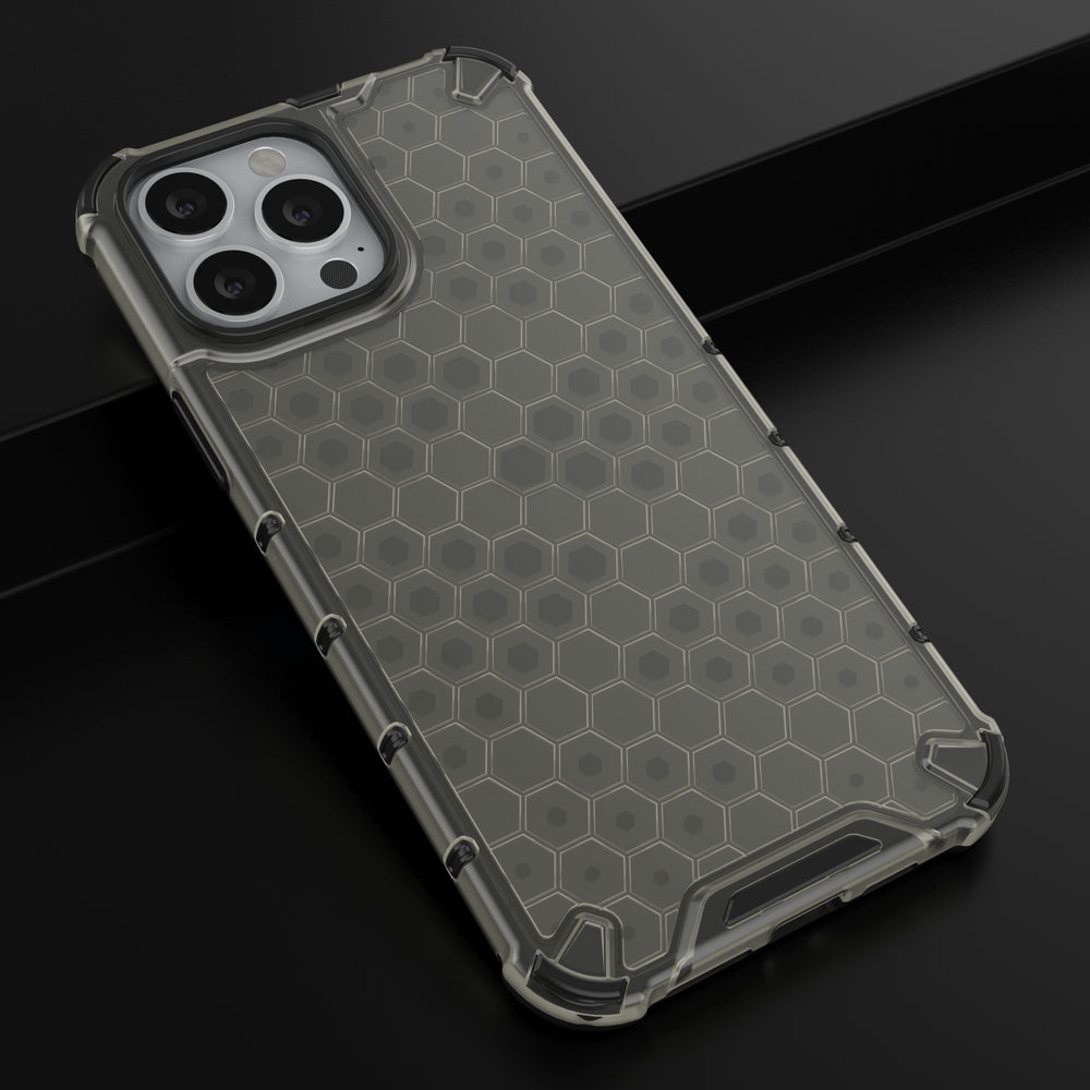 Honeycomb Case rustning med TPU Bumper til iPhone 13 Pro Max sort