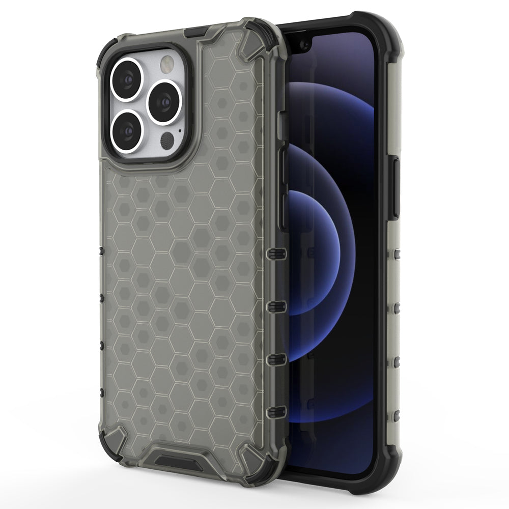 Honeycomb Case armor cover med TPU Bumper til iPhone 13 Pro sort