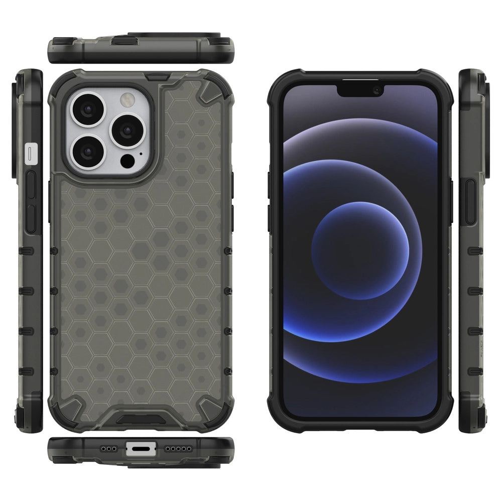 Honeycomb Case rustning med TPU Bumper til iPhone 13 Pro sort