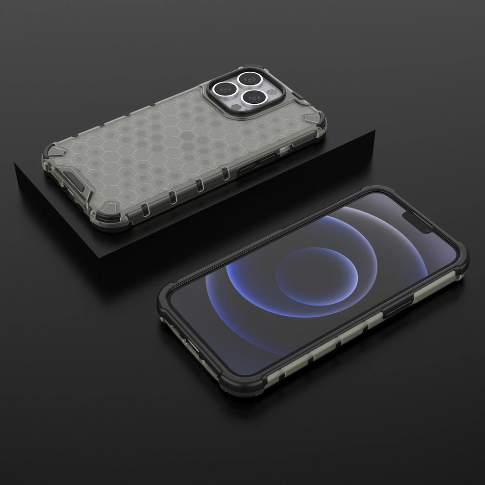 Honeycomb Case rustning med TPU Bumper til iPhone 13 Pro sort