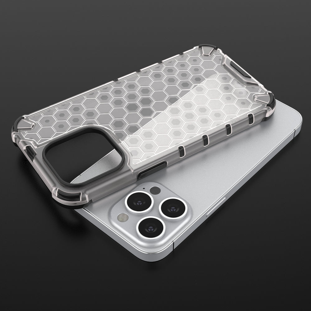 Honeycomb Case armor cover med TPU Bumper til iPhone 13 Pro sort