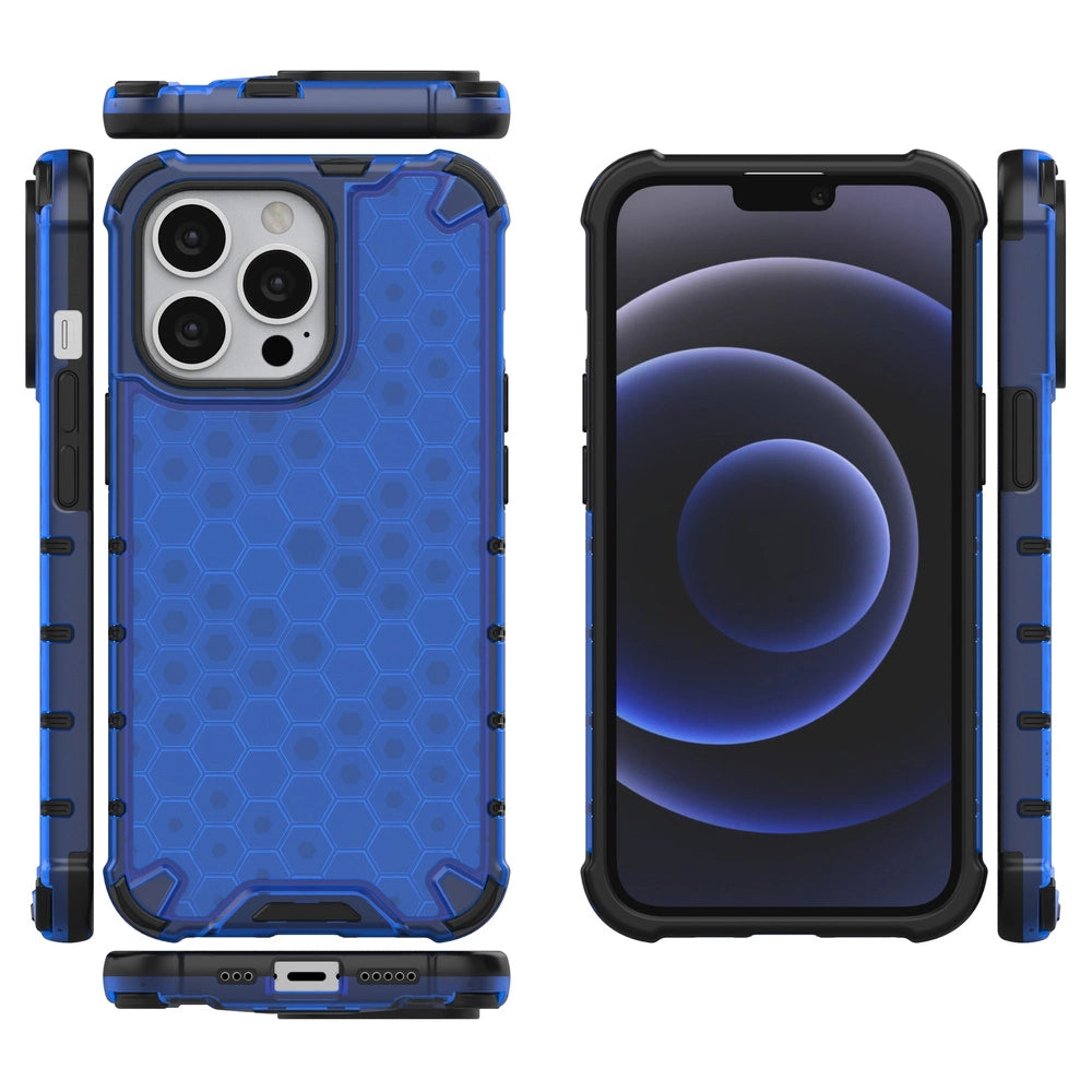 Honeycomb Case rustning med TPU Bumper til iPhone 13 Pro blå