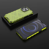 Honeycomb Case rustning med TPU Bumper til iPhone 13 Pro grøn