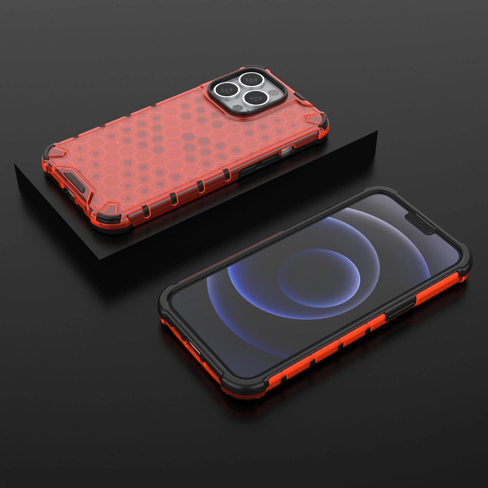 Honeycomb Case rustning med TPU Bumper til iPhone 13 Pro rød