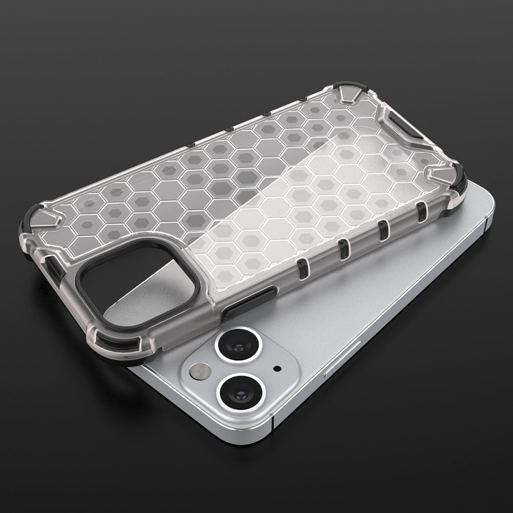 Honeycomb Case armor cover med TPU Bumper til iPhone 13 mini sort