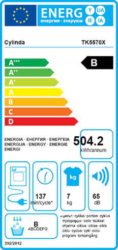 Cylinda TK5570X MED 4 ÅRS GARANTI Kondenstørretumbler