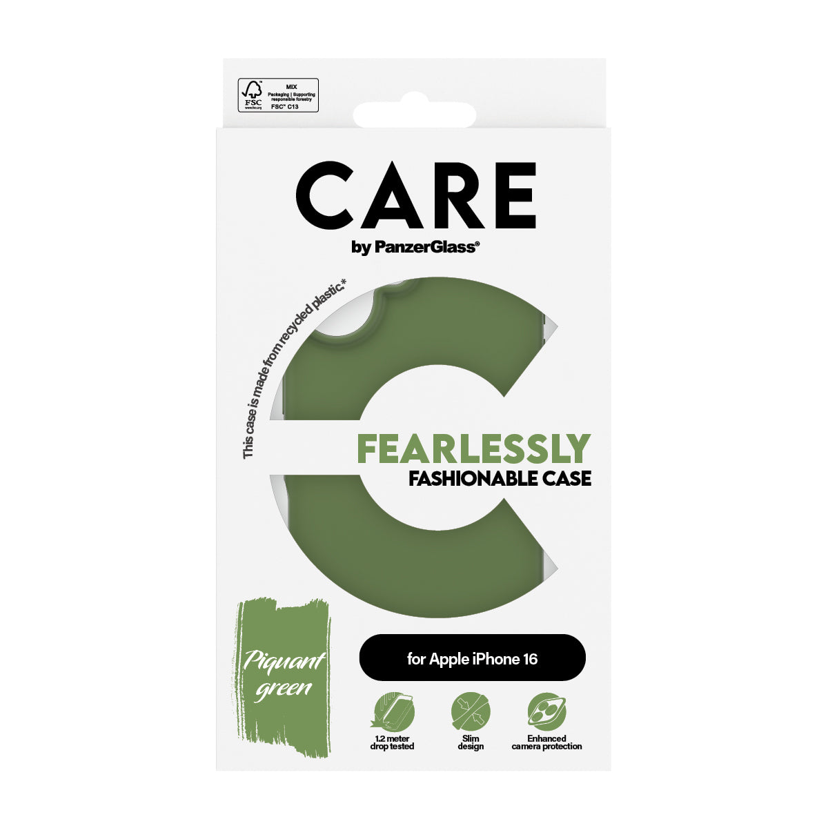 PanzerGlass CARE by ® Fashionable Case Grøn iPhone 16