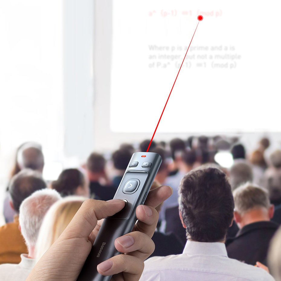 Baseus Orange Dot Wireless Presentation Laser Pointer - Gray (with battery)