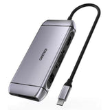Choetech 9in1 multifunktionel USB Type C HUB - 3x USB 3.2 Gen 1 / SD og TF hukommelseskortlæser / HDMI 4K 30Hz / VGA Full HD 60Hz / USB Type C / RJ45 grå (HUB-M15 grå)