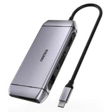 Choetech 9in1 multifunktionel USB Type C HUB - 3x USB 3.2 Gen 1 / SD og TF hukommelseskortlæser / HDMI 4K 30Hz / VGA Full HD 60Hz / USB Type C / RJ45 grå (HUB-M15 grå)
