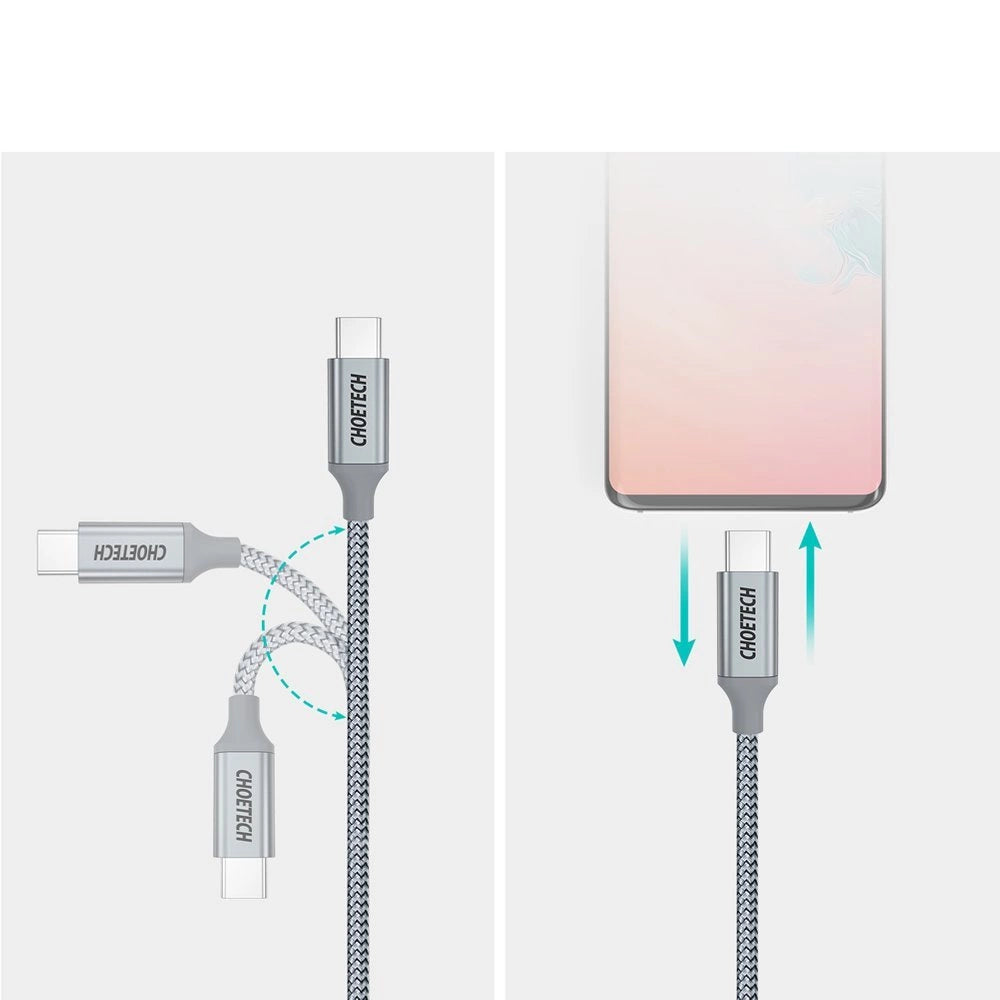 Choetech XCC-1002-GY USB-C - USB-C PD QC kabel 100W 5A 480Mb/s 1,8m - grå