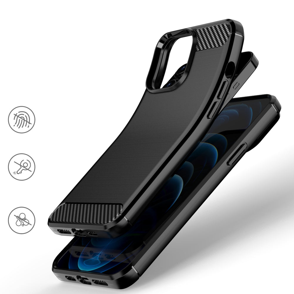 Carbon Case Flexible Cover TPU Case til iPhone 13 Pro Max sort