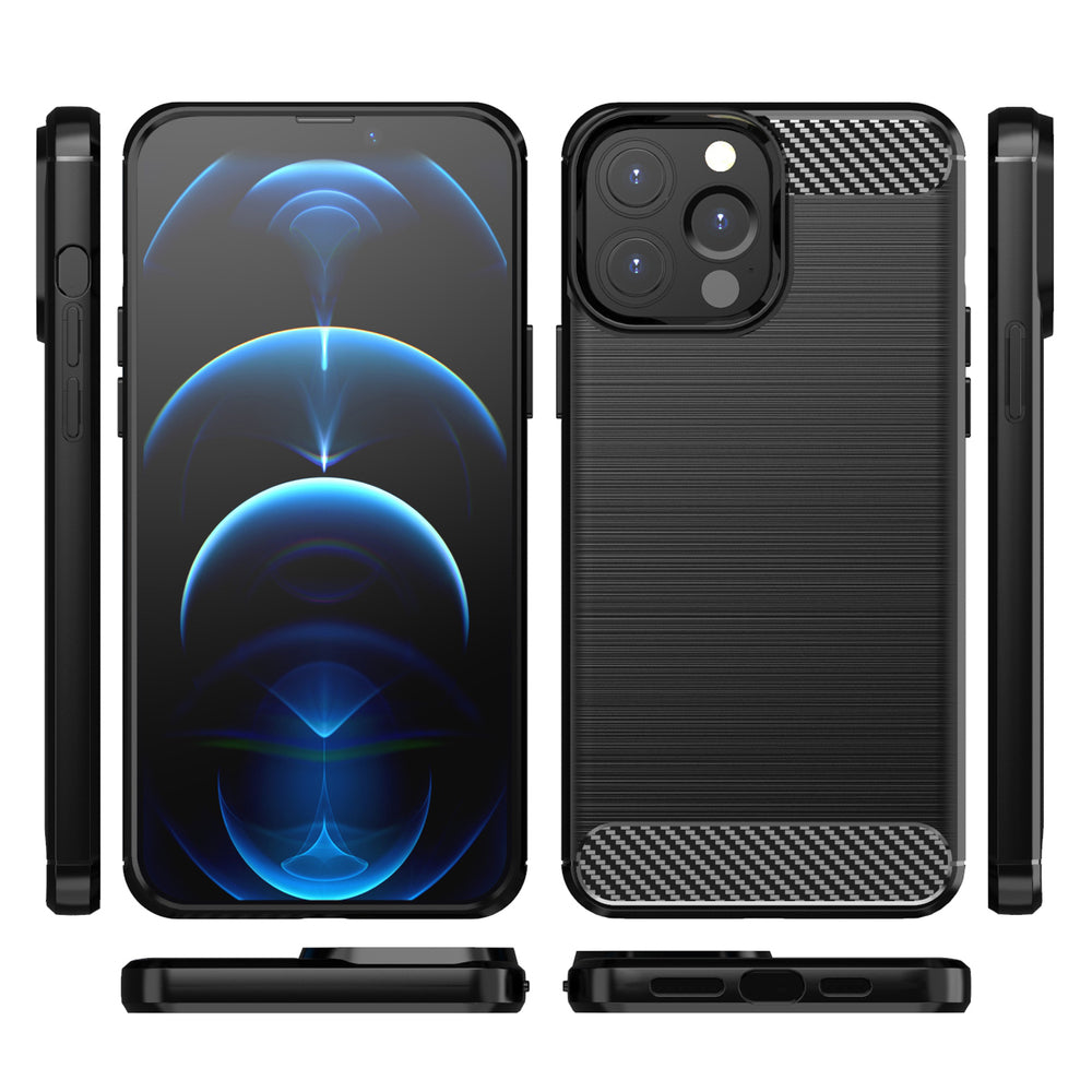 Carbon Case Flexible Cover TPU Case til iPhone 13 Pro Max sort