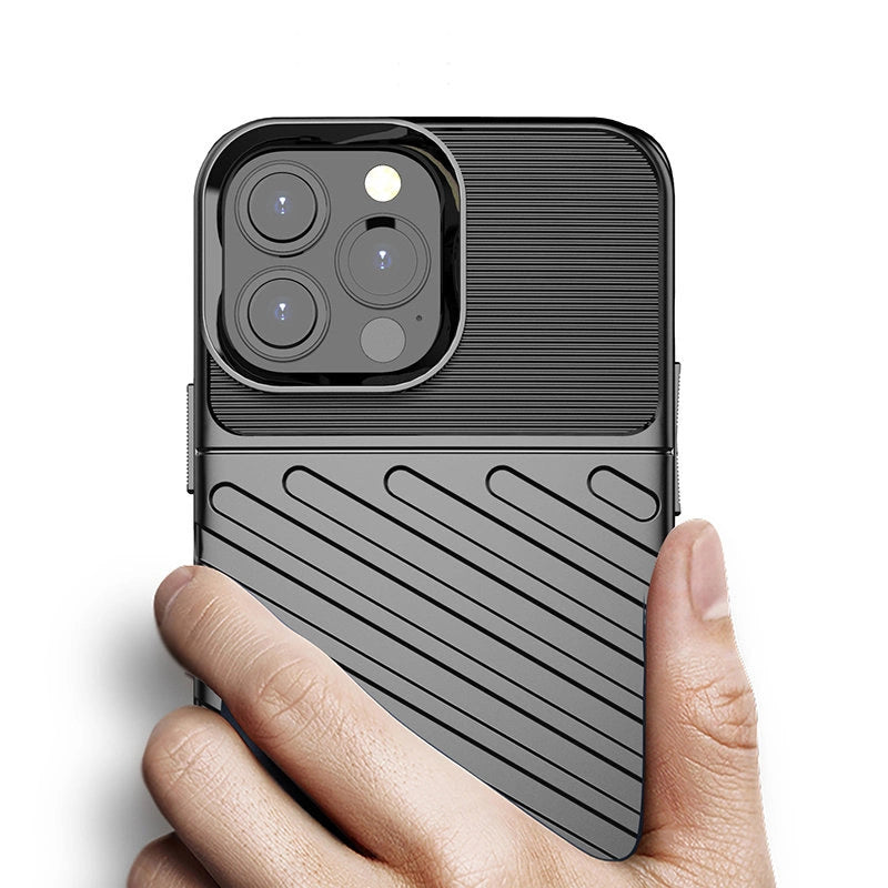 Thunder Case Flexible Tough Rugged Cover TPU Case til iPhone 13 Pro Max sort