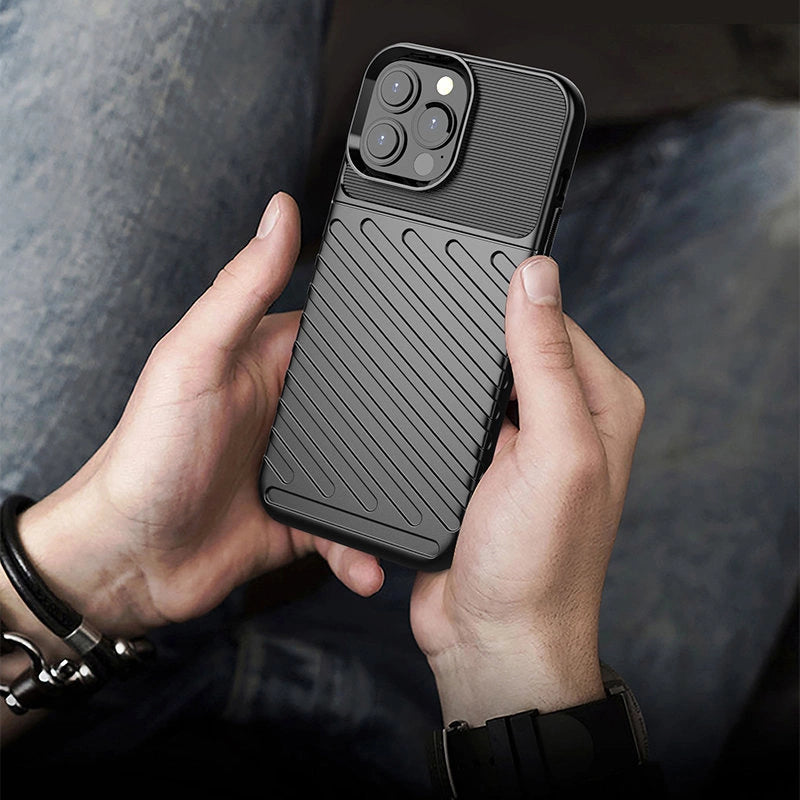 Thunder Case Flexible Tough Rugged Cover TPU Case til iPhone 13 Pro Max sort