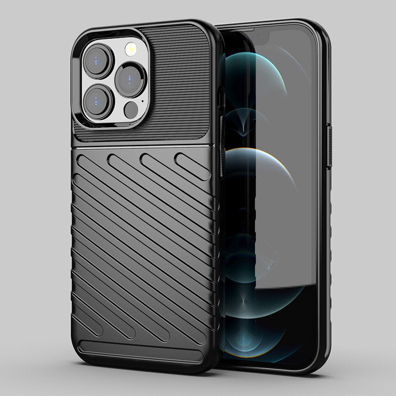 Thunder Case Flexible Tough Rugged Cover TPU Case til iPhone 13 Pro sort