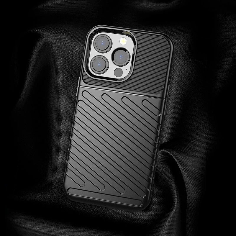 Thunder Case Flexible Tough Rugged Cover TPU Case til iPhone 13 Pro sort