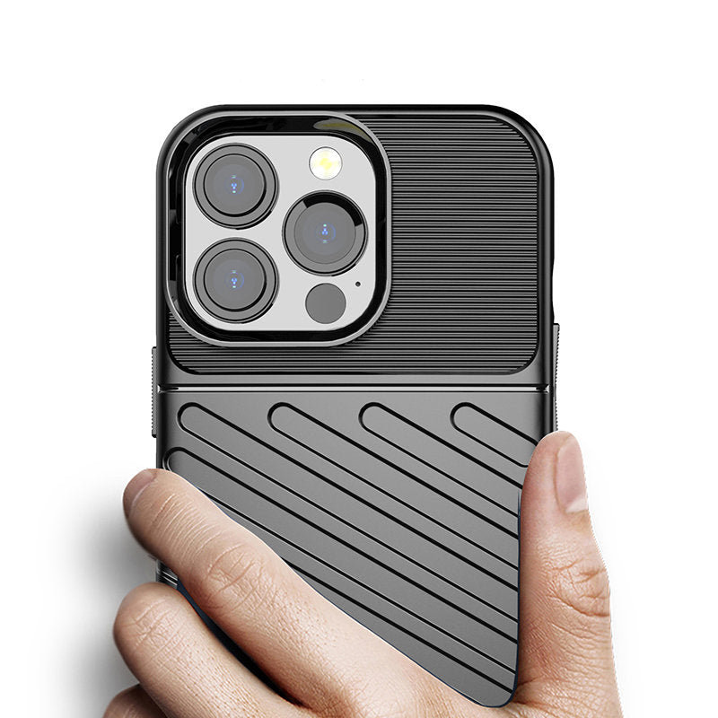 Thunder Case Flexible Tough Rugged Cover TPU Case til iPhone 13 Pro sort