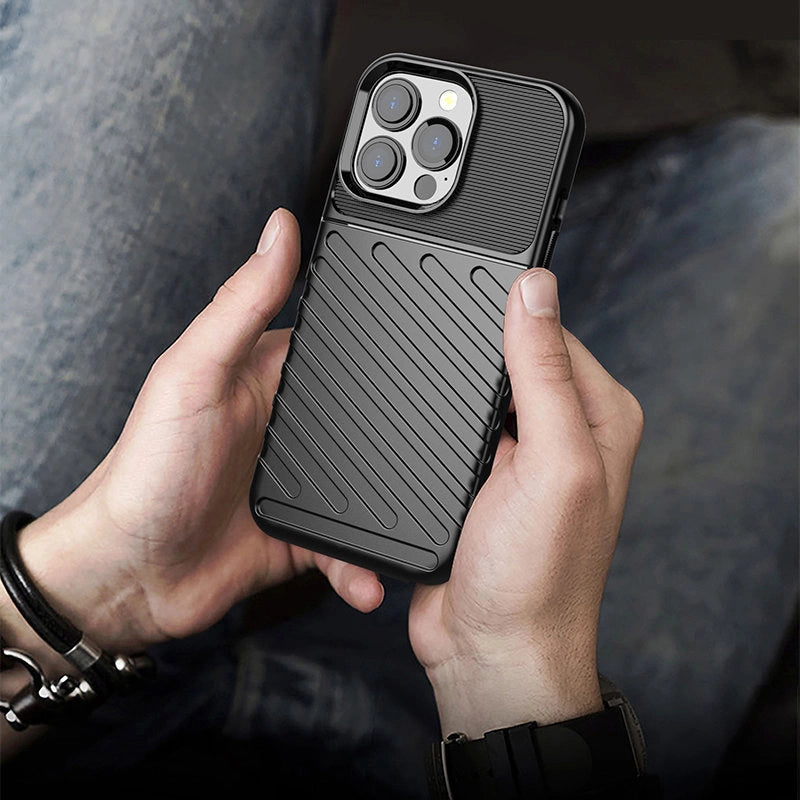 Thunder Case Flexible Tough Rugged Cover TPU Case til iPhone 13 Pro sort