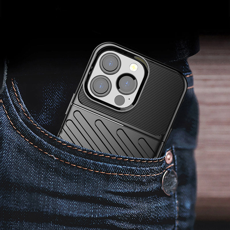 Thunder Case Flexible Tough Rugged Cover TPU Case til iPhone 13 Pro sort