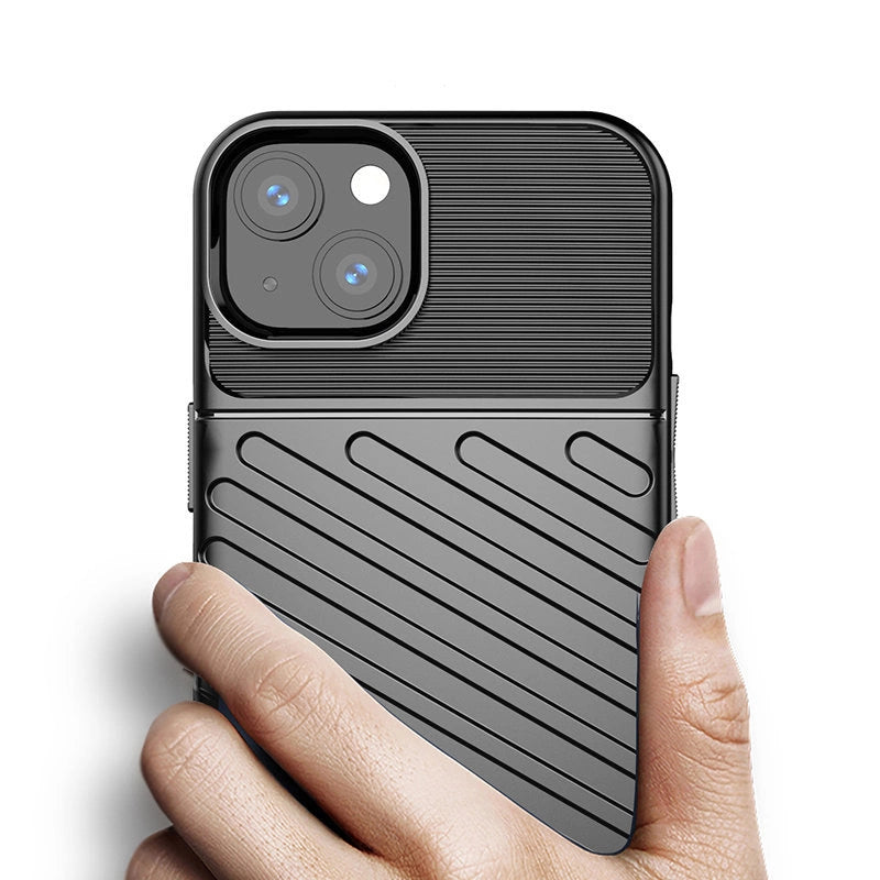 Thunder Case Flexible Tough Rugged Cover TPU Case til iPhone 13 mini sort