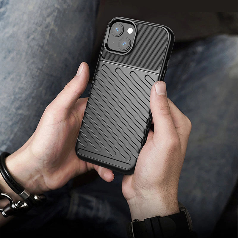 Thunder Case Flexible Tough Rugged Cover TPU Case til iPhone 13 mini sort