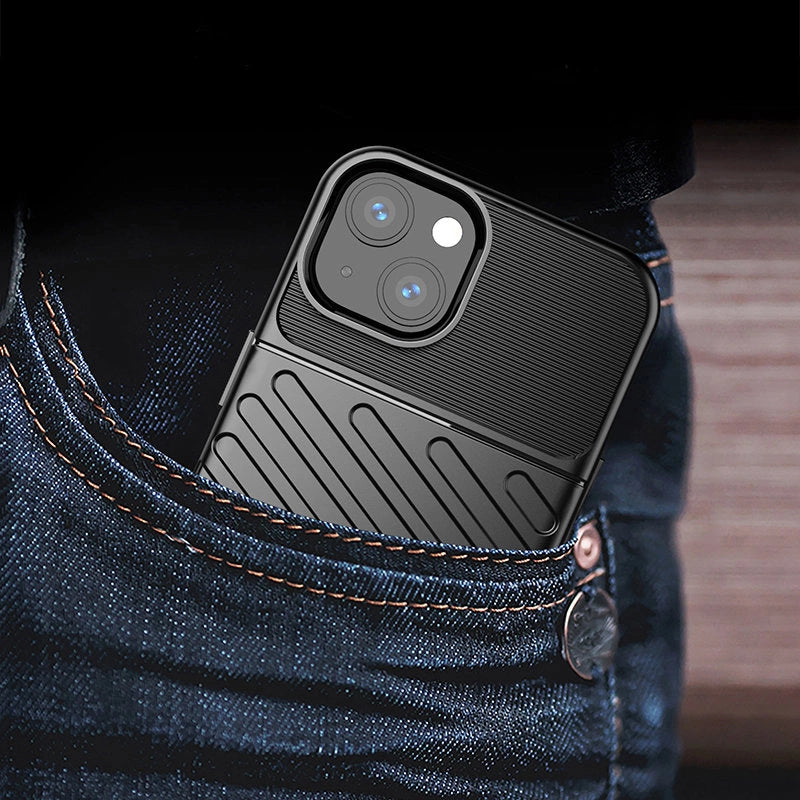 Thunder Case Flexible Tough Rugged Cover TPU Case til iPhone 13 mini sort