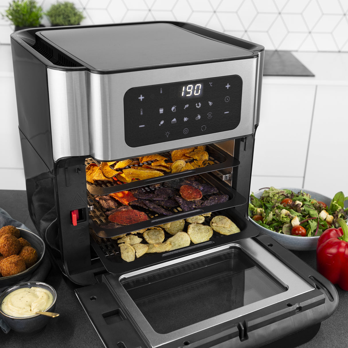 Princess 182065 Enkelt 10 L Enkeltstående 1500 W Varmluftsteger Sølv