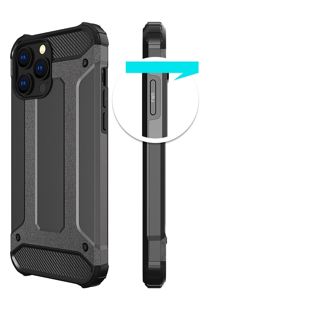 Hybrid Armor Case Tough Rugged Cover til iPhone 13 Pro Max sort