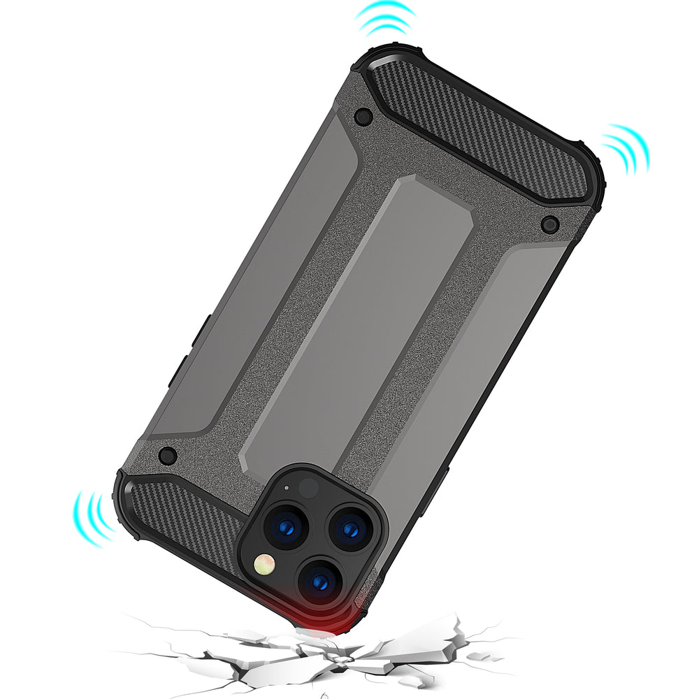Hybrid Armor Case Tough Rugged Cover til iPhone 13 Pro sølv