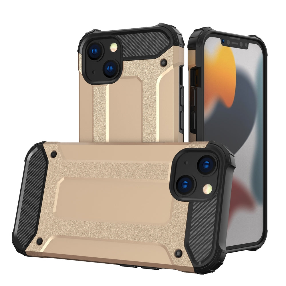Hybrid Armor Case Tough Rugged Cover til iPhone 13 mini guld