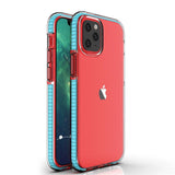Spring Case klar TPU gel beskyttende cover med farverig ramme til iPhone 13 mini lyseblå