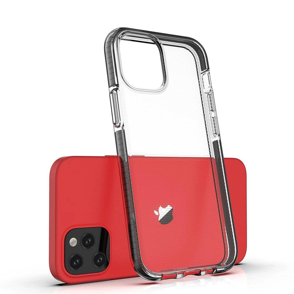 Spring Case klar TPU gel beskyttende cover med farverig ramme til iPhone 13 mini gul