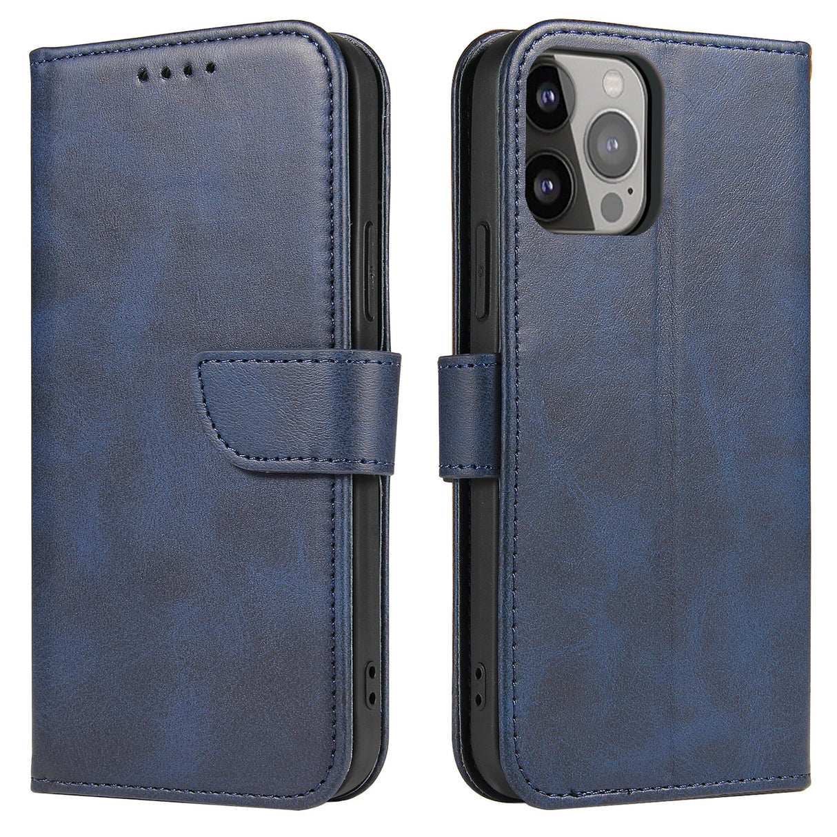 Magnet Case elegant bogreol type sag med kickstand til iPhone 13 Pro blå