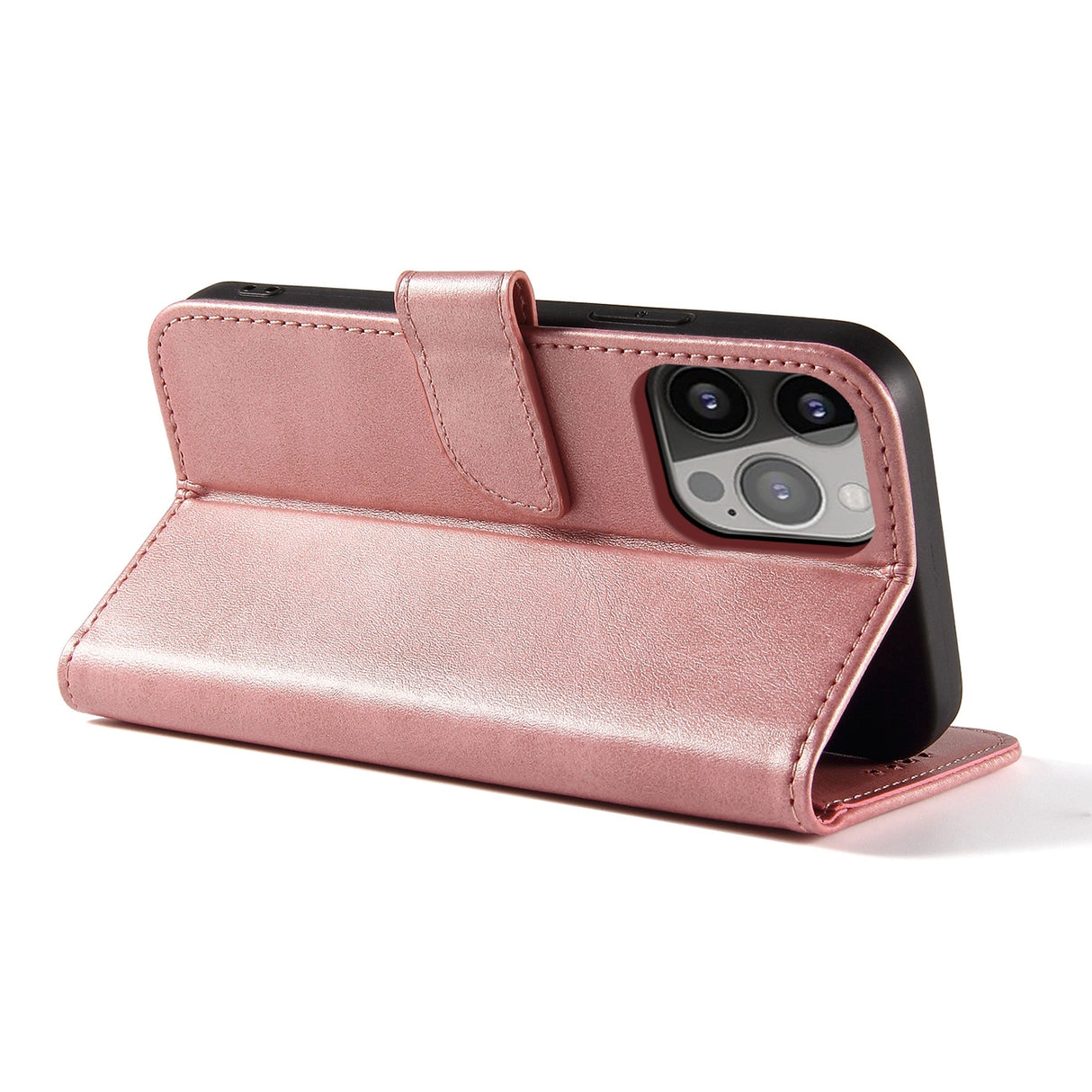 Magnet Case elegant bogreol type sag med kickstand til iPhone 13 Pro pink