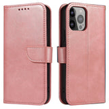 Magnet Case elegant bogreol type sag med kickstand til iPhone 13 Pro pink