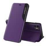 Eco læder View Case elegant bogreol type sag med kickstand til iPhone 13 Pro Max lilla