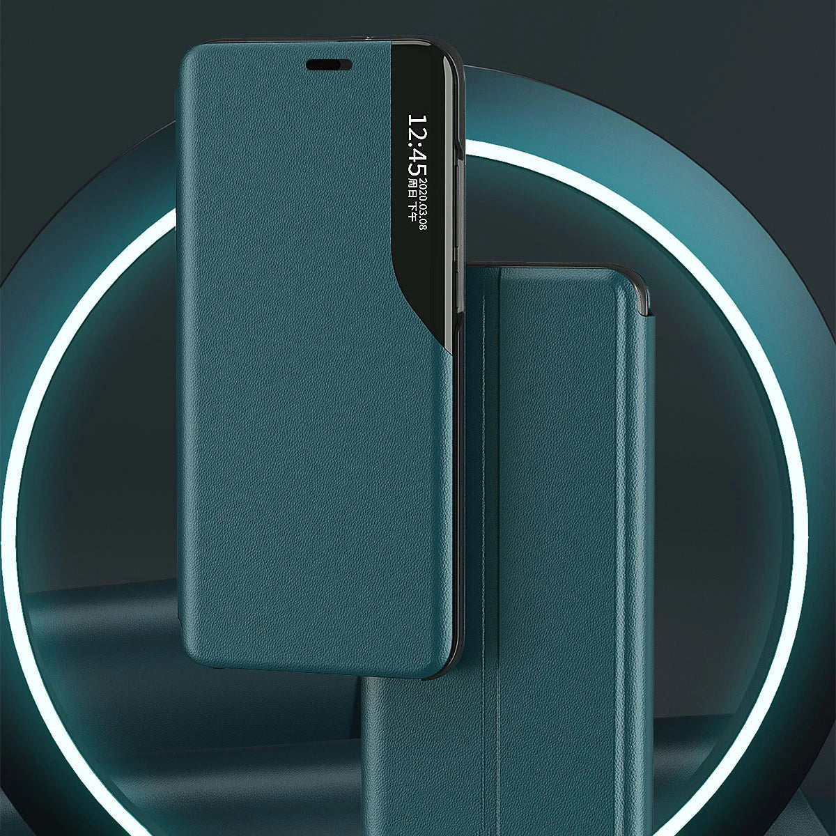 Eco Leather View Case elegant bogreol type sag med kickstand til iPhone 13 Pro blå