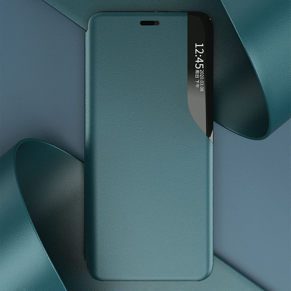 Eco læder View Case elegant bogreol type sag med kickstand til iPhone 13 Pro blå