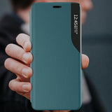 Eco Leather View Case elegant bogreol type sag med kickstand til iPhone 13 mini orange