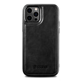 iCarer Leather Oil Wax case til iPhone 12 Pro Max sort (ALI1206-BK)