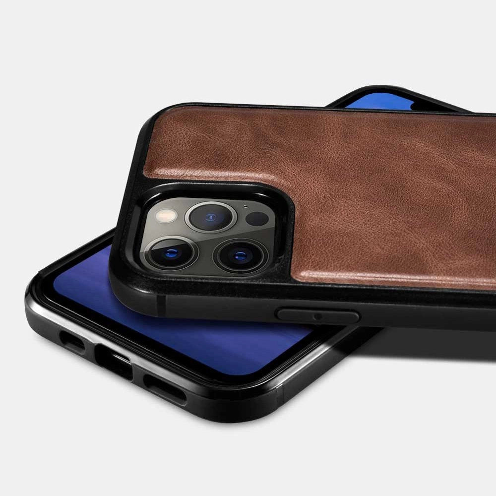 iCarer Leather Oil Wax case til iPhone 12 Pro Max sort (ALI1206-BK)