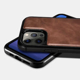 iCarer Leather Oil Wax case til iPhone 12 Pro Max sort (ALI1206-BK)