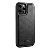 iCarer Leather Oil Wax case til iPhone 12 Pro Max sort (ALI1206-BK)