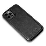 iCarer Leather Oil Wax case til iPhone 12 Pro Max sort (ALI1206-BK)